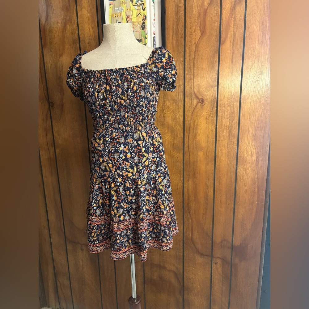 City Studio Navy Floral Midi Dress